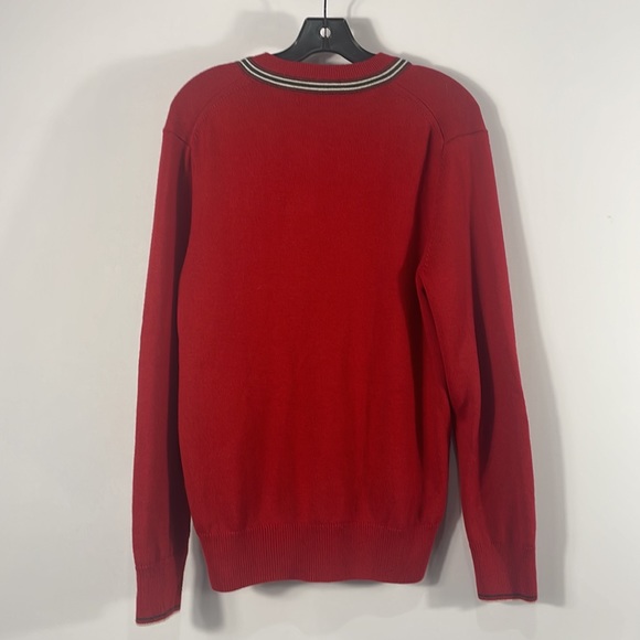 Banana Republic Medium V neck pull over sweater, Red, White & Black stripe - Picture 2 of 9
